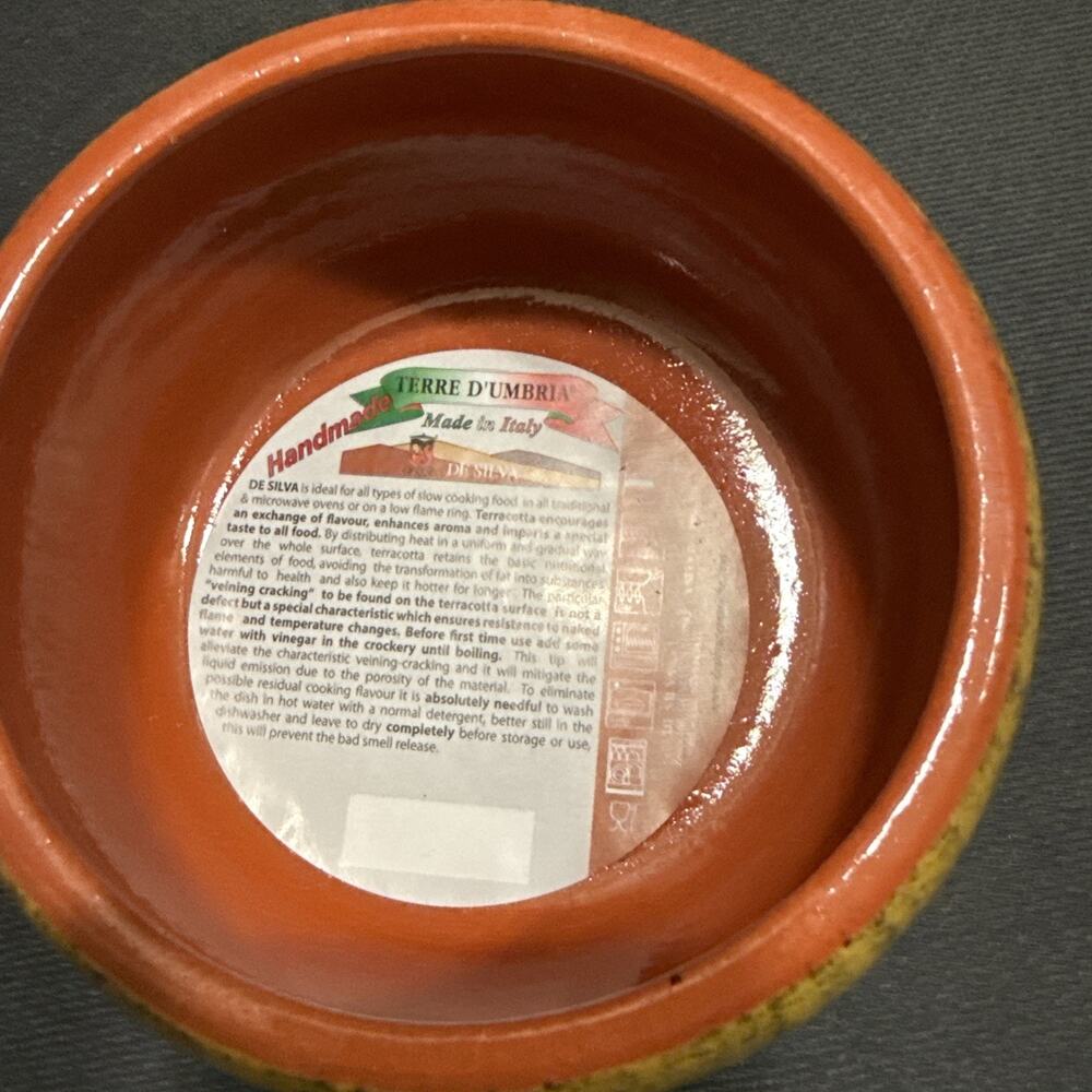 De Silva Terre D’Umbria Dish Bowl Pan Rustic Yellow Handle Italy - Picture 3 of 9